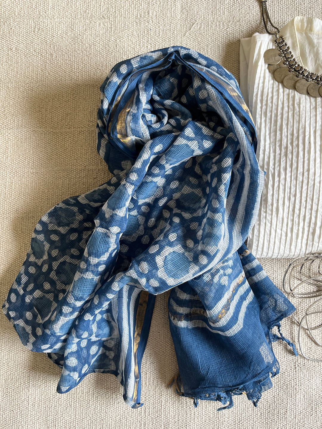 "LESS PERFECTION, MORE AUTHENTICITY" INDIGO KOTA DORIA DUPATTA