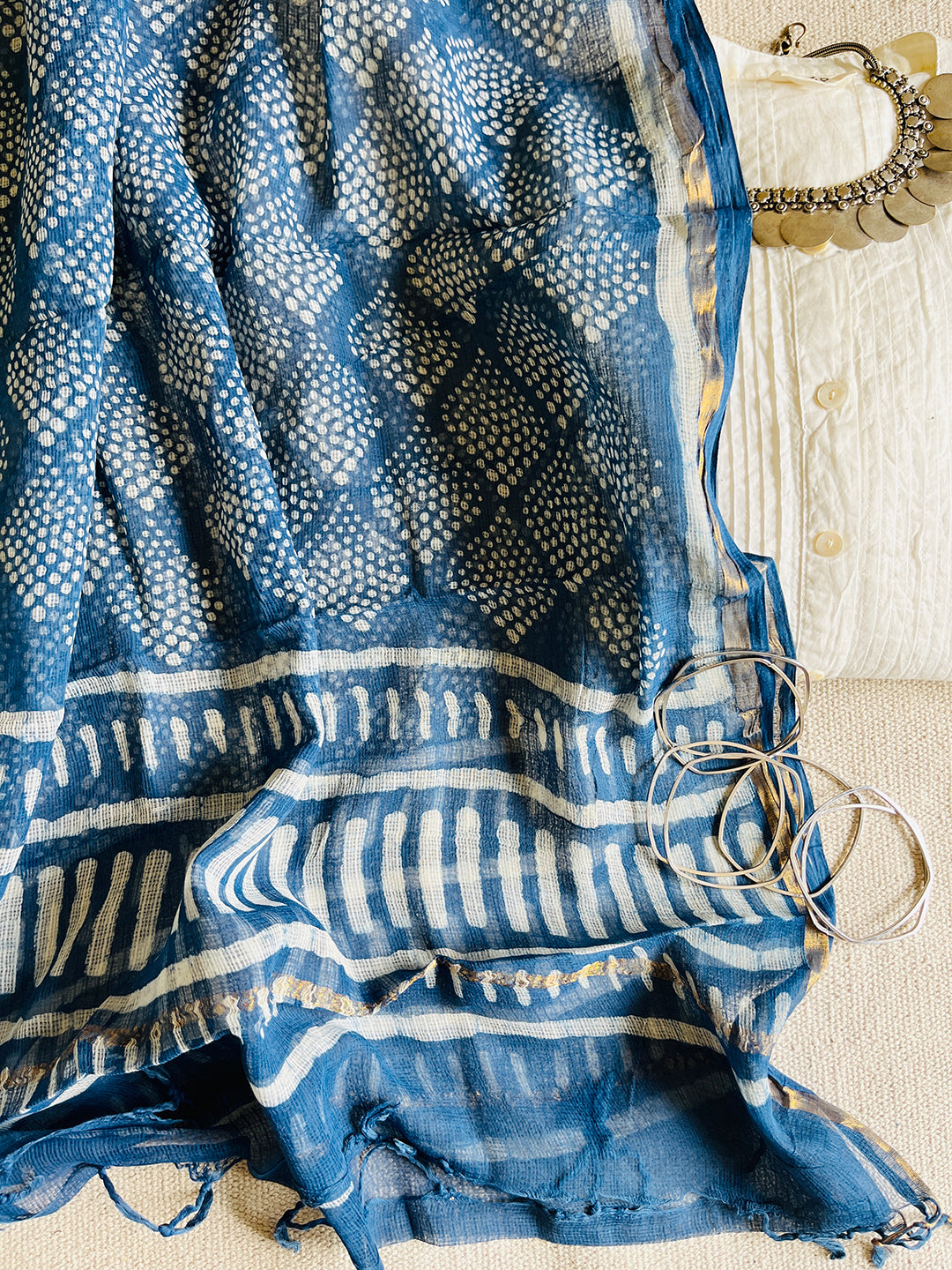 "A WOMAN OF SUBSTANCE AND STYLE" INDIGO KOTA DORIA DUPATTA