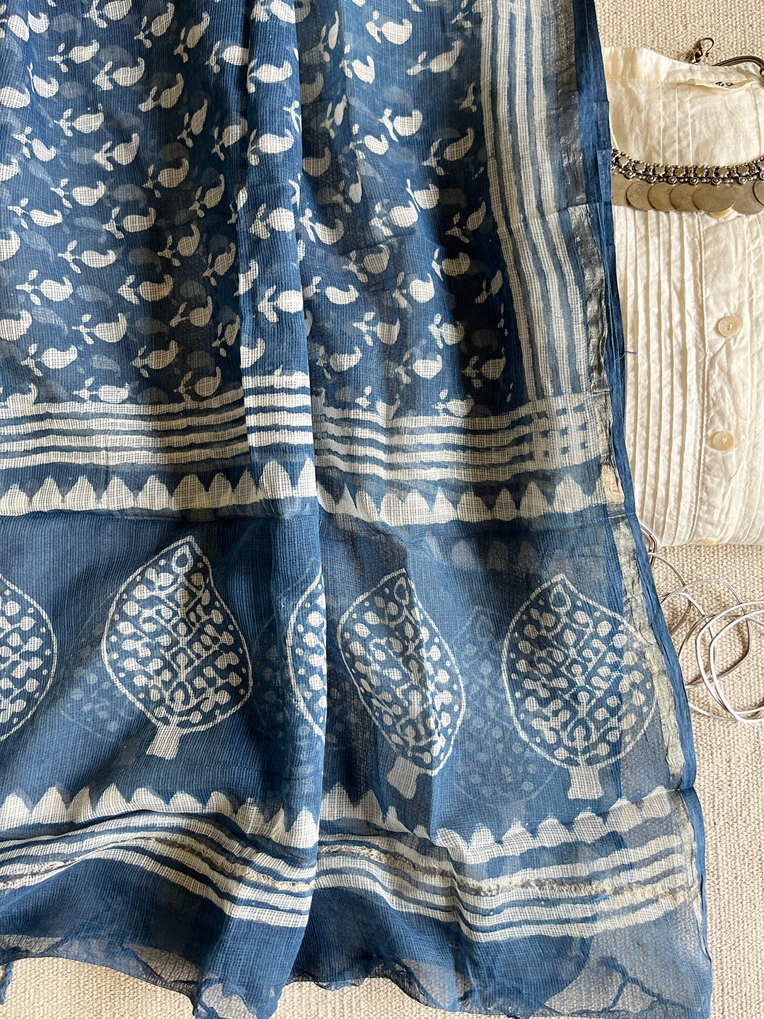 "A TIMELESS CLASSIC" INDIGO KOTA DORIA DUPATTA