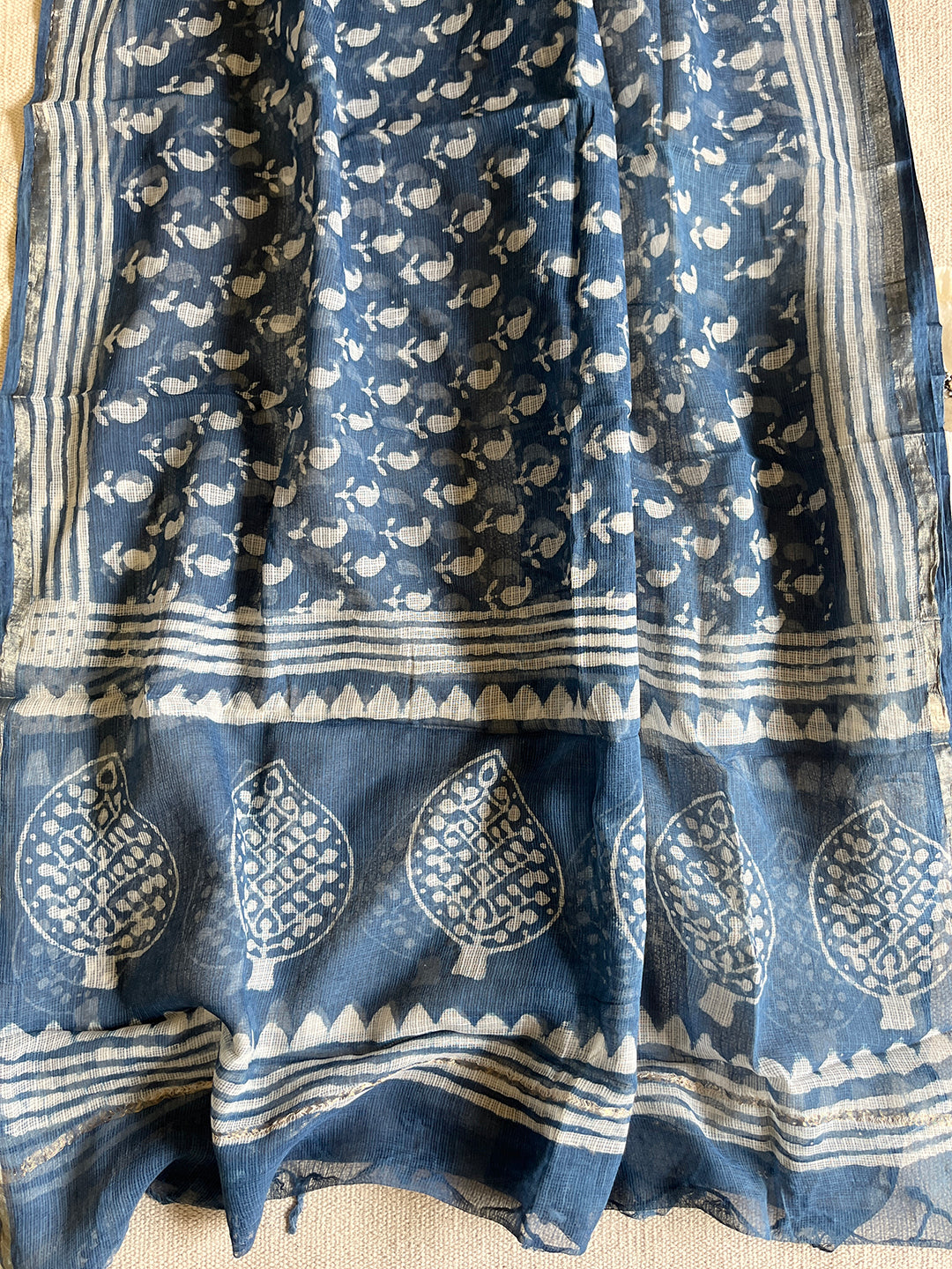"A TIMELESS CLASSIC" INDIGO KOTA DORIA DUPATTA