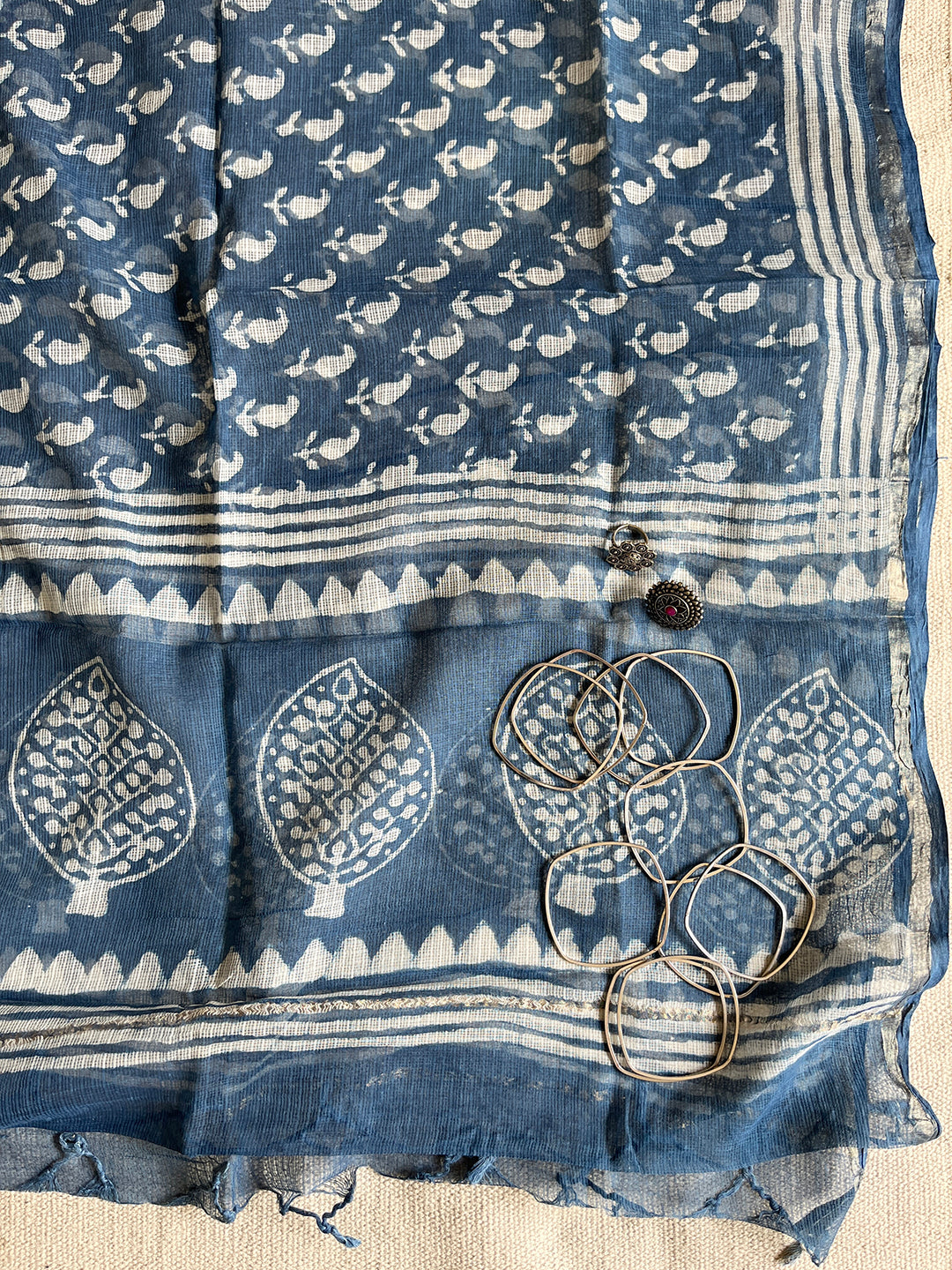 "A TIMELESS CLASSIC" INDIGO KOTA DORIA DUPATTA