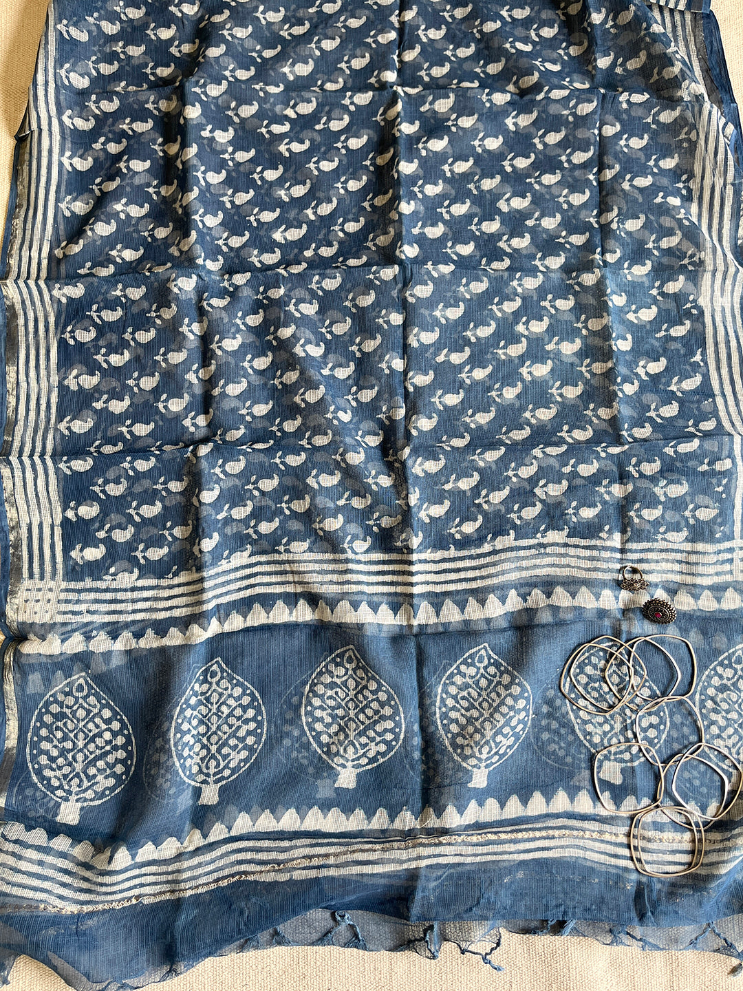 "A TIMELESS CLASSIC" INDIGO KOTA DORIA DUPATTA