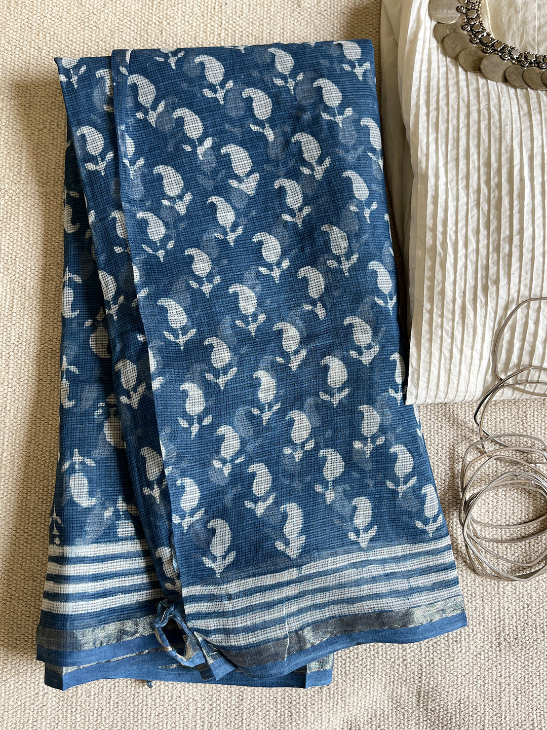 "A TIMELESS CLASSIC" INDIGO KOTA DORIA DUPATTA
