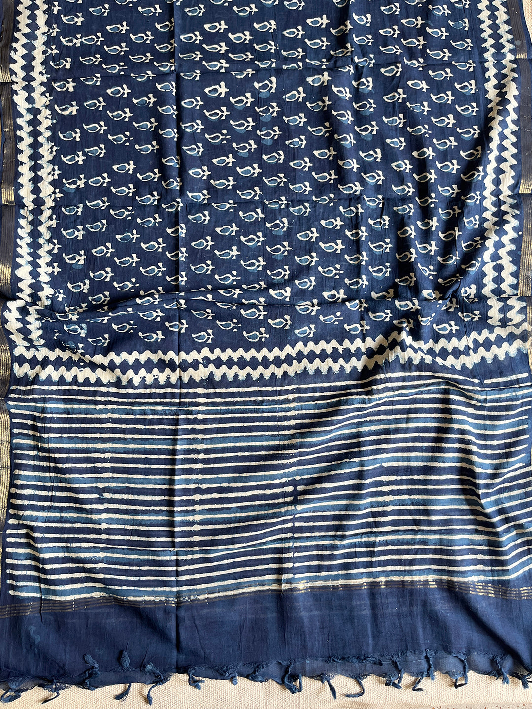 "ALLOVER PAISLEY BOOTI" INDIGO COTTON DUPATTA