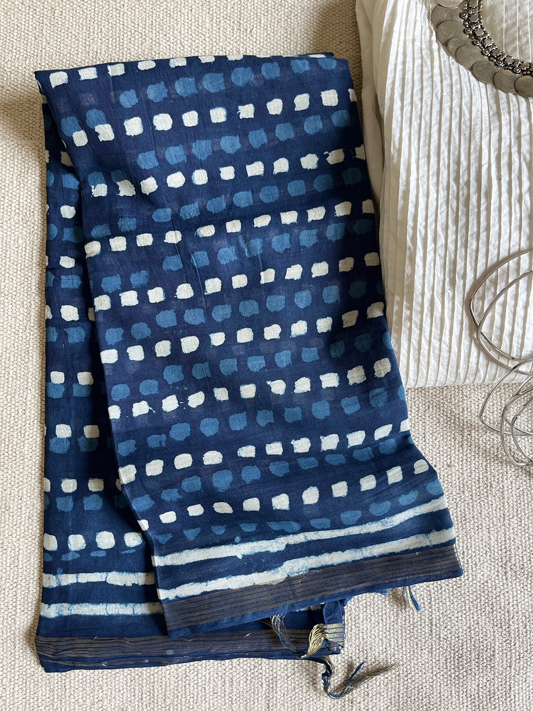 GEOMETRIC PRINT INDIGO PURE-COTTON DUPATTA