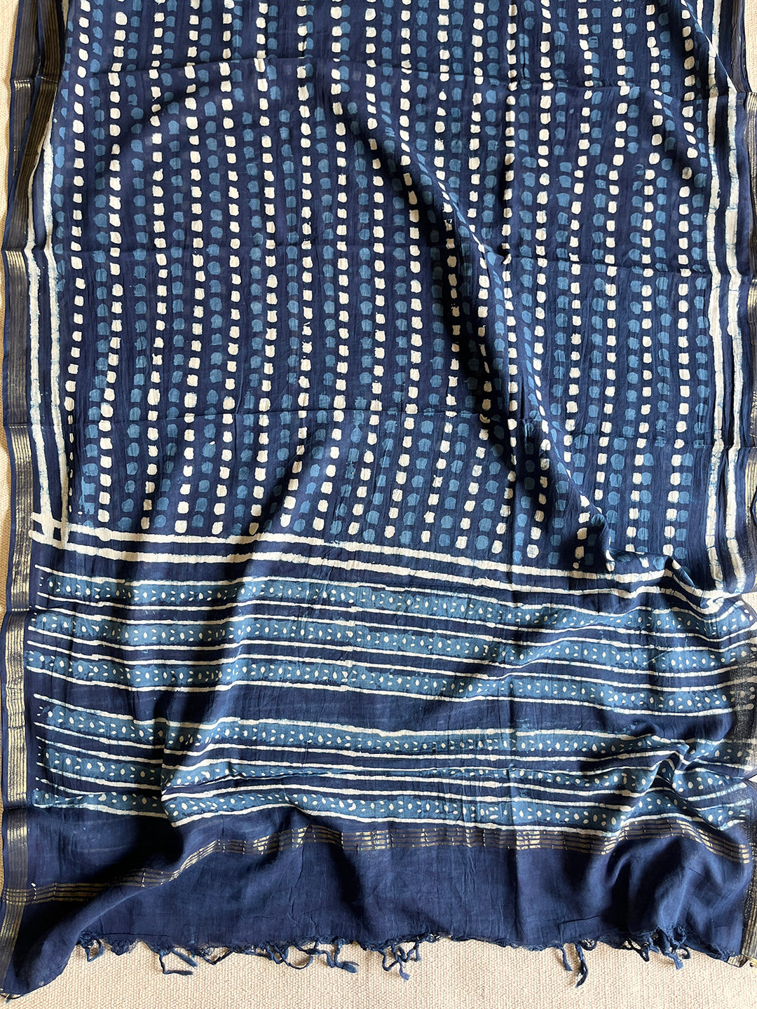 GEOMETRIC PRINT INDIGO PURE-COTTON DUPATTA