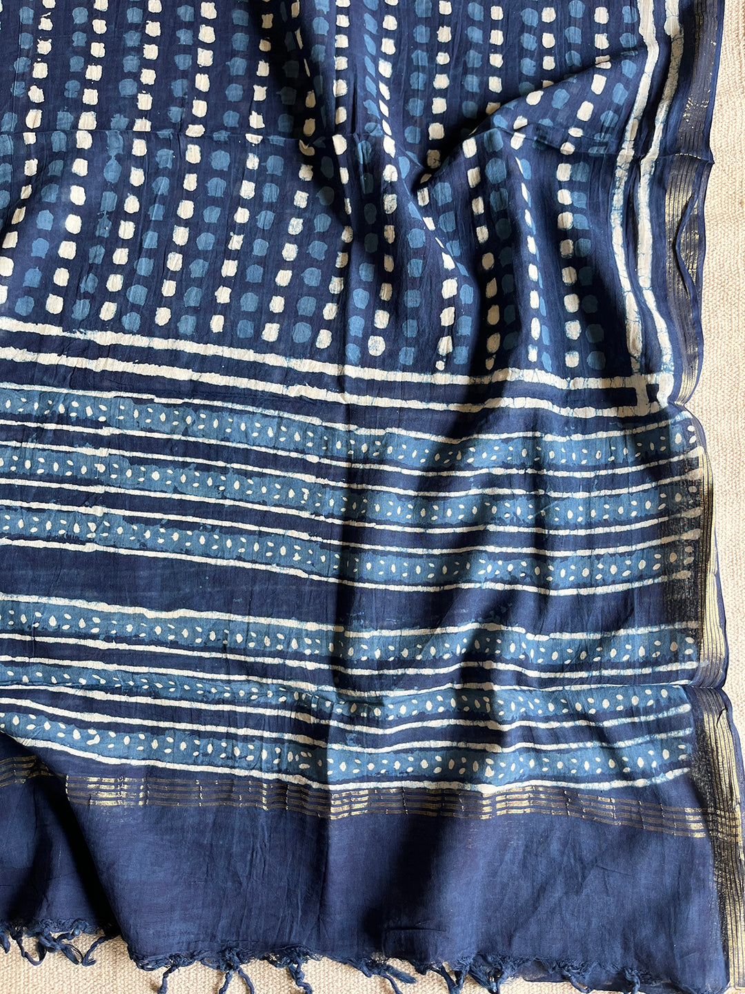 GEOMETRIC PRINT INDIGO PURE-COTTON DUPATTA