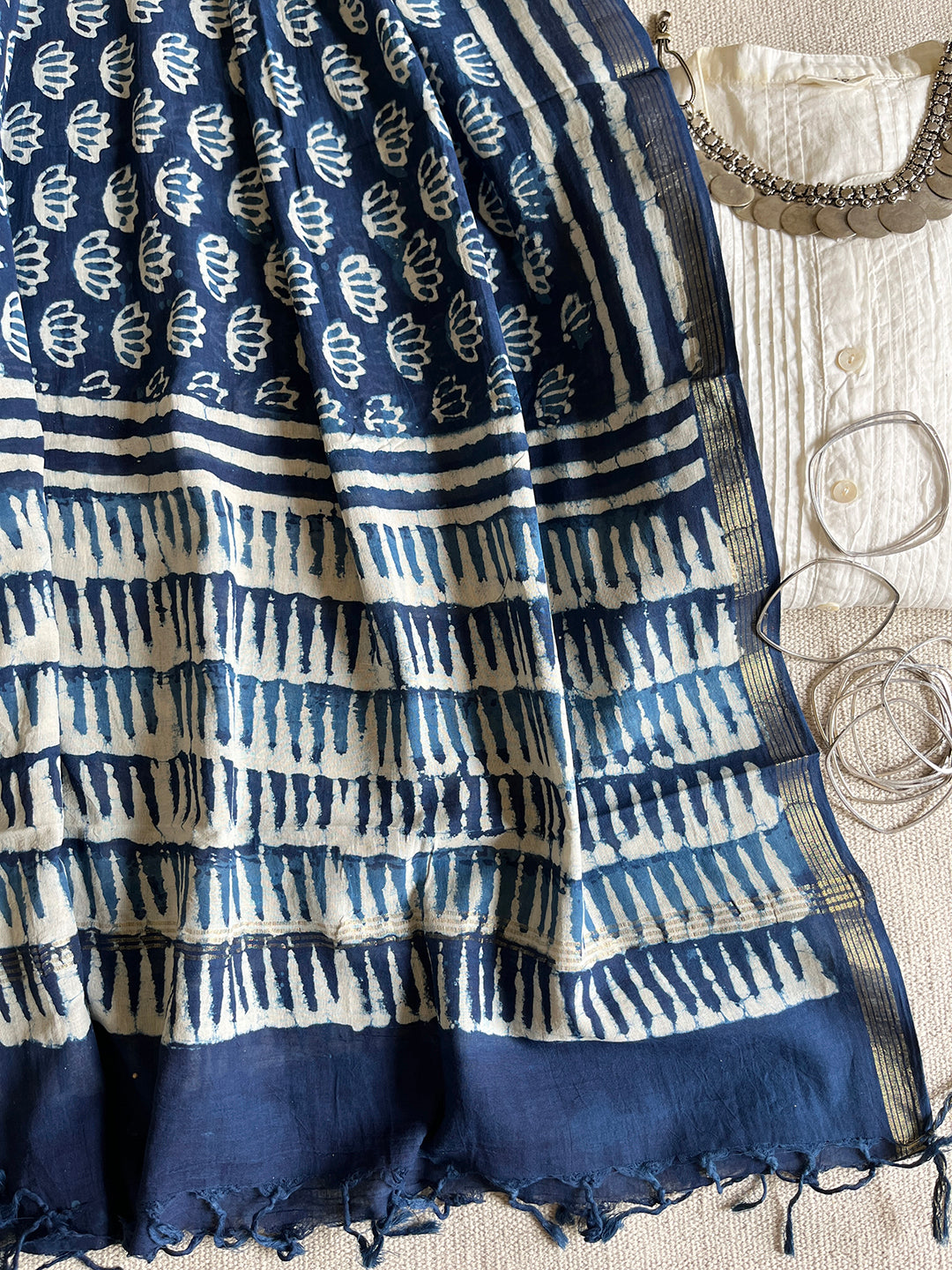 LOTUS INDIGO PURE-COTTON DUPATTA
