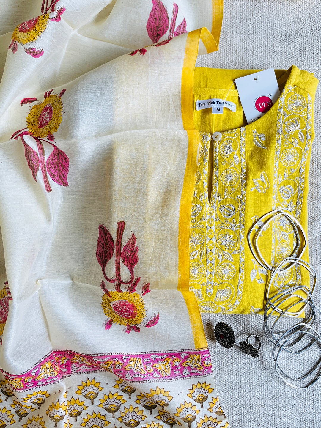 "SUMMER BLOOM" CHANDERI HAND-BLOCK PRINTED DUPATTA