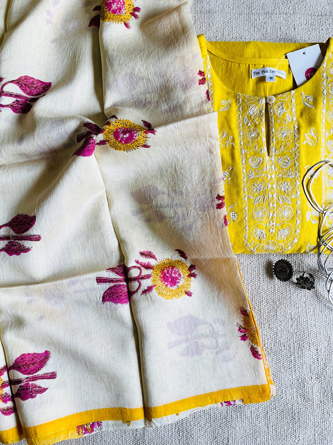 "SUMMER BLOOM" CHANDERI HAND-BLOCK PRINTED DUPATTA