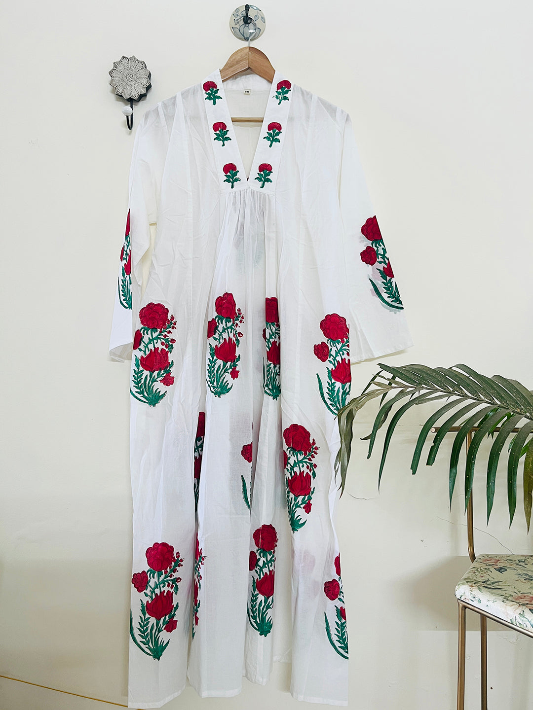 "SEEK, FLOURISH. BLOOM" SUMMER KAFTAN DRESS- BRIGHT RED
