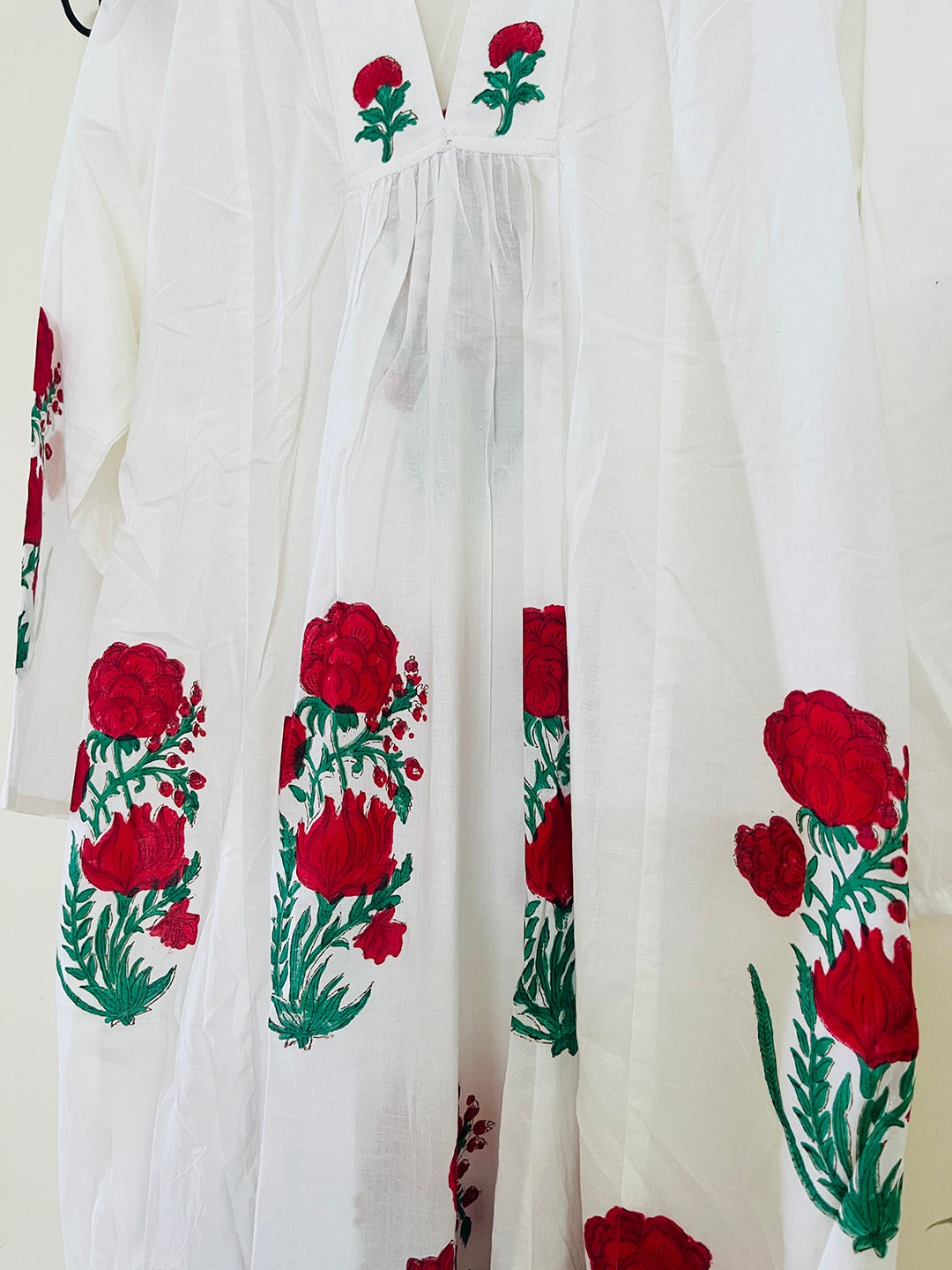 "SEEK, FLOURISH. BLOOM" SUMMER KAFTAN DRESS- BRIGHT RED