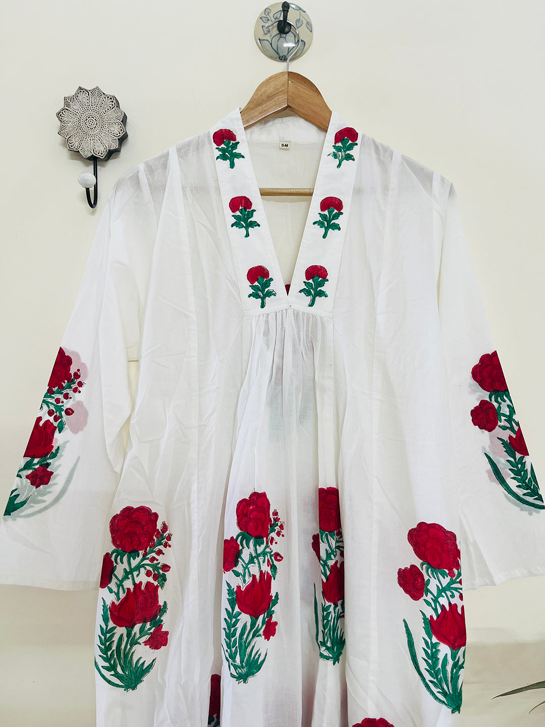 "SEEK, FLOURISH. BLOOM" SUMMER KAFTAN DRESS- BRIGHT RED