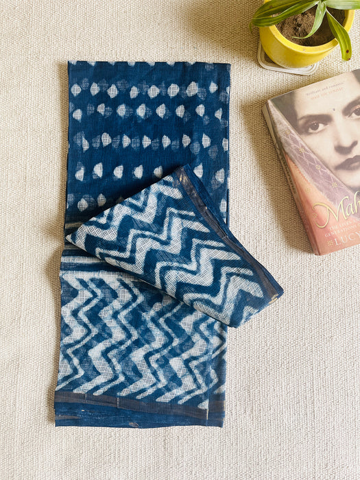 "AN INDIGO SUMMER" ALLOVER TRIANGLES KOTA DORIA DUPATTA