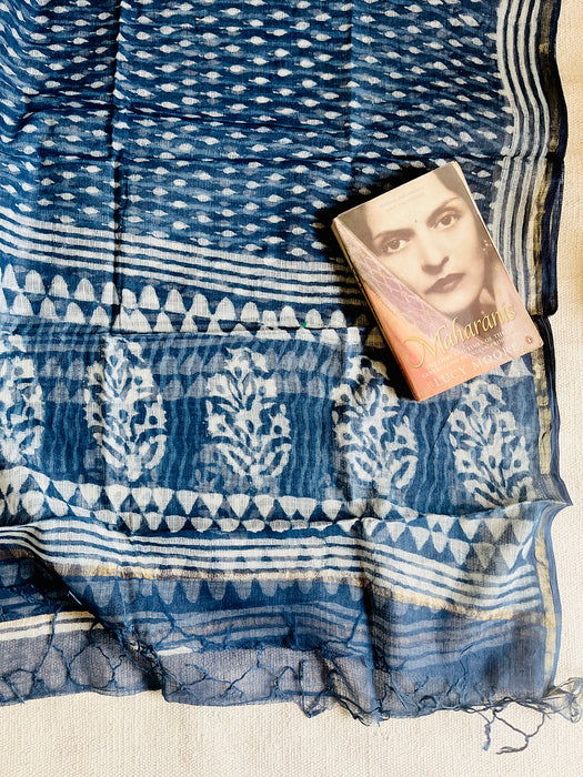 "AN INDIGO SUMMER" RAIN DROPS KOTA DORIA DUPATTA