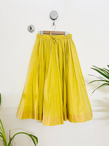 YELLOW PANELLED & FLARED COTTON SKIRT