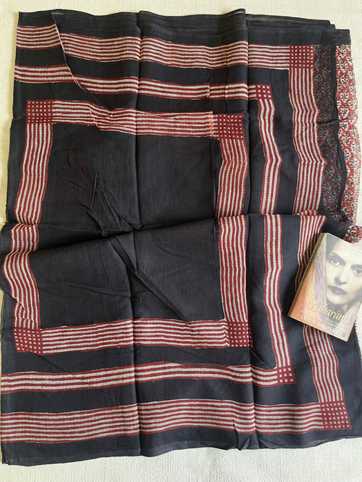 GARNET & BLACK KOTA DORIA HANDCRAFTED SAREE