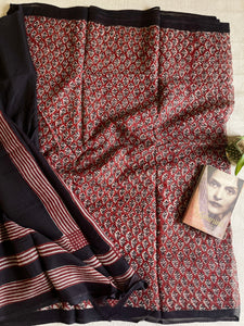 GARNET & BLACK KOTA DORIA HANDCRAFTED SAREE
