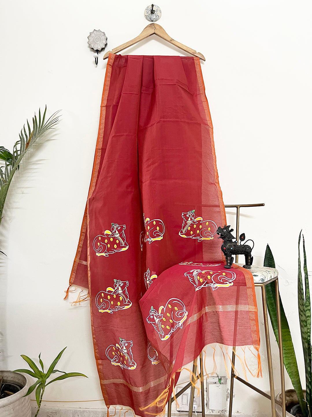 EXCLUSIVE- "PICHWAI ART" HAND PAINTED CHANDERI SILK DUPATTA