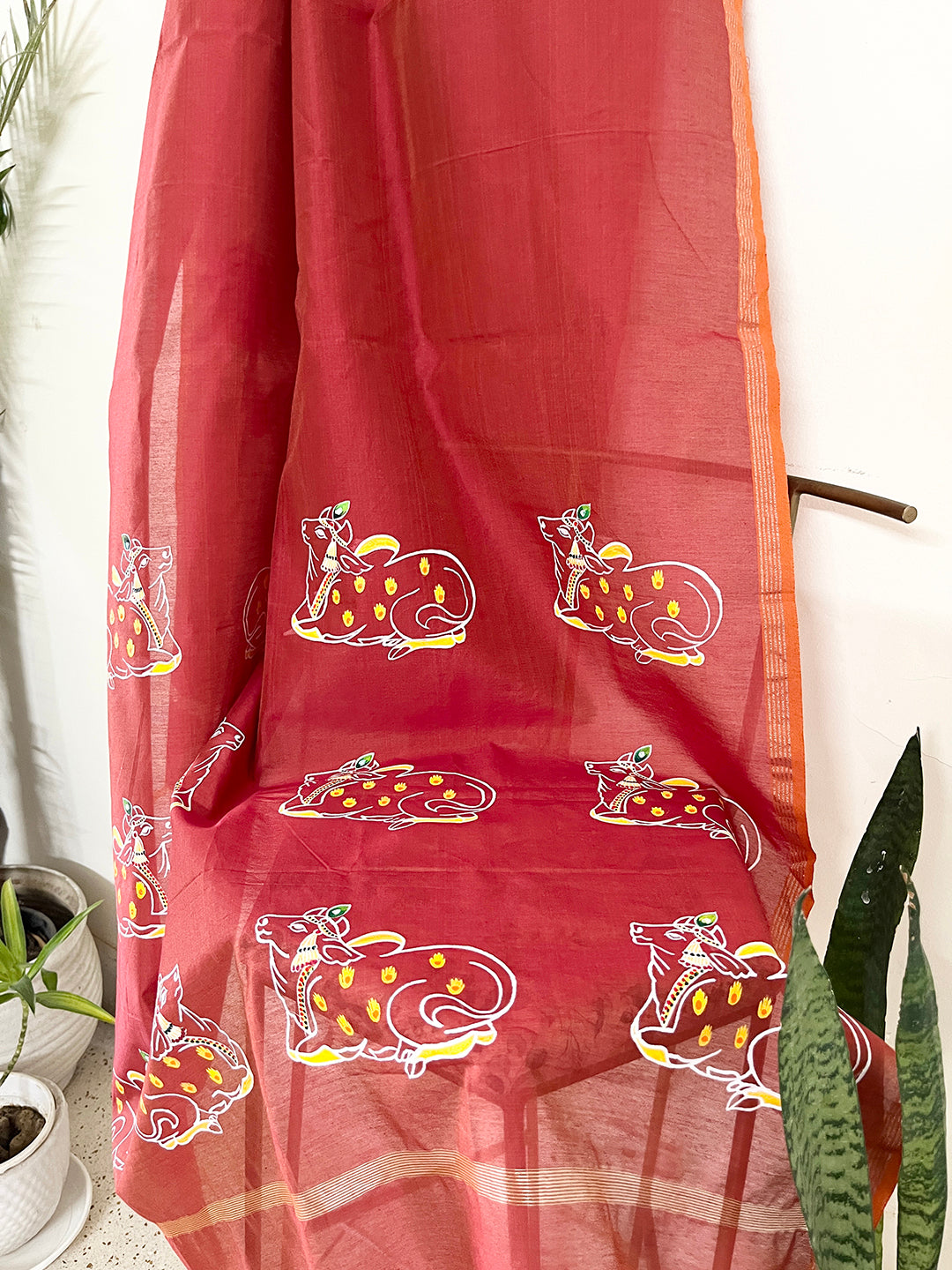 EXCLUSIVE- "PICHWAI ART" HAND PAINTED CHANDERI SILK DUPATTA
