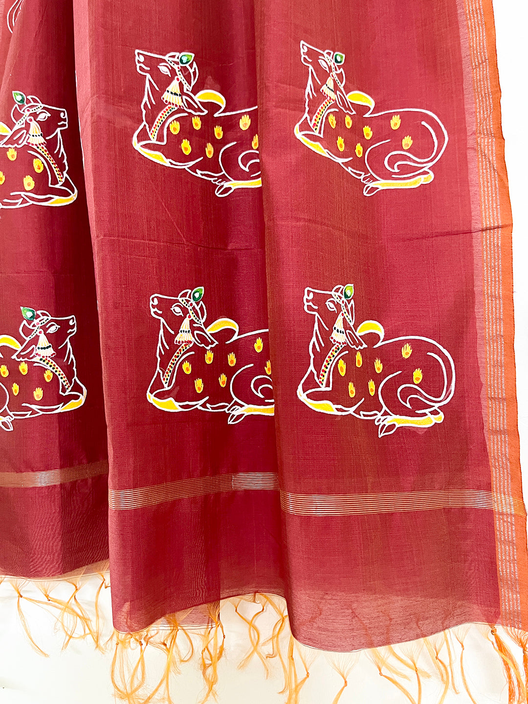 EXCLUSIVE- "PICHWAI ART" HAND PAINTED CHANDERI SILK DUPATTA