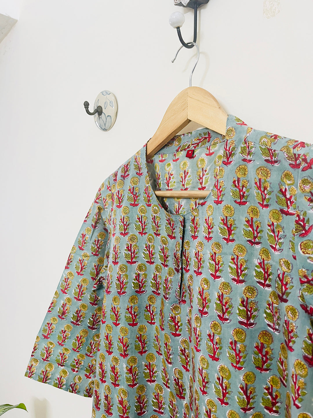 SHORT KURTI HAND-BLOCK PRINTED SEA-GREEN