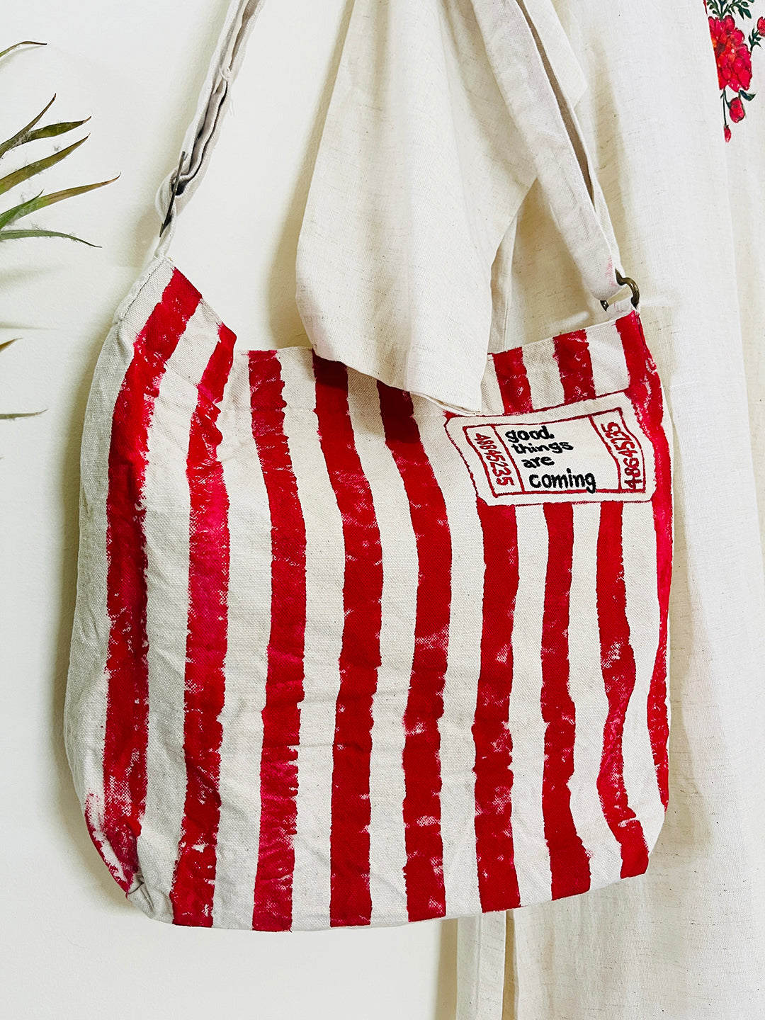 "GIRL, BE UNBOTHERED"! Red & White Canvas bag