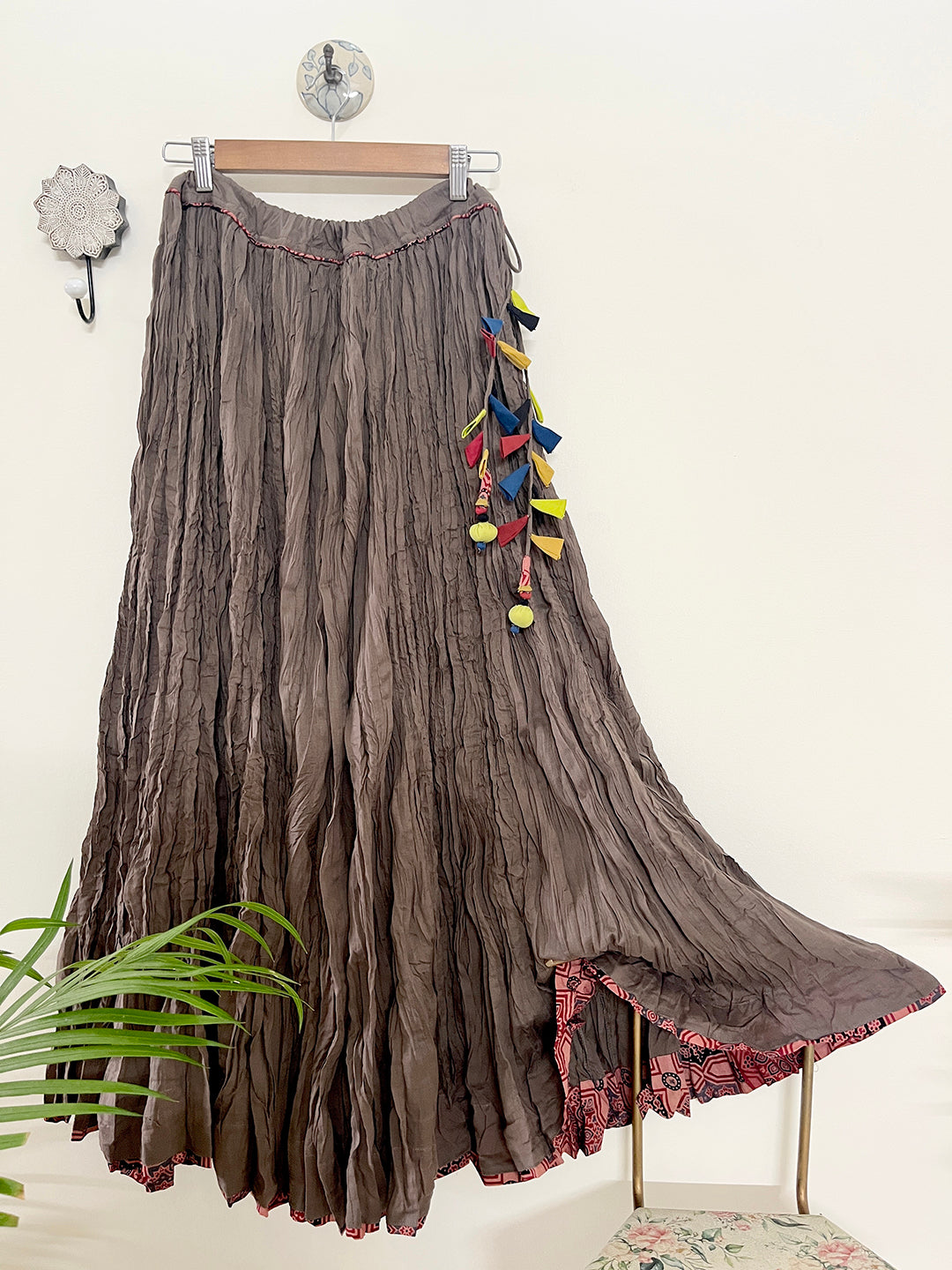 COTTON FLARED LONG SKIRT- SHADOW