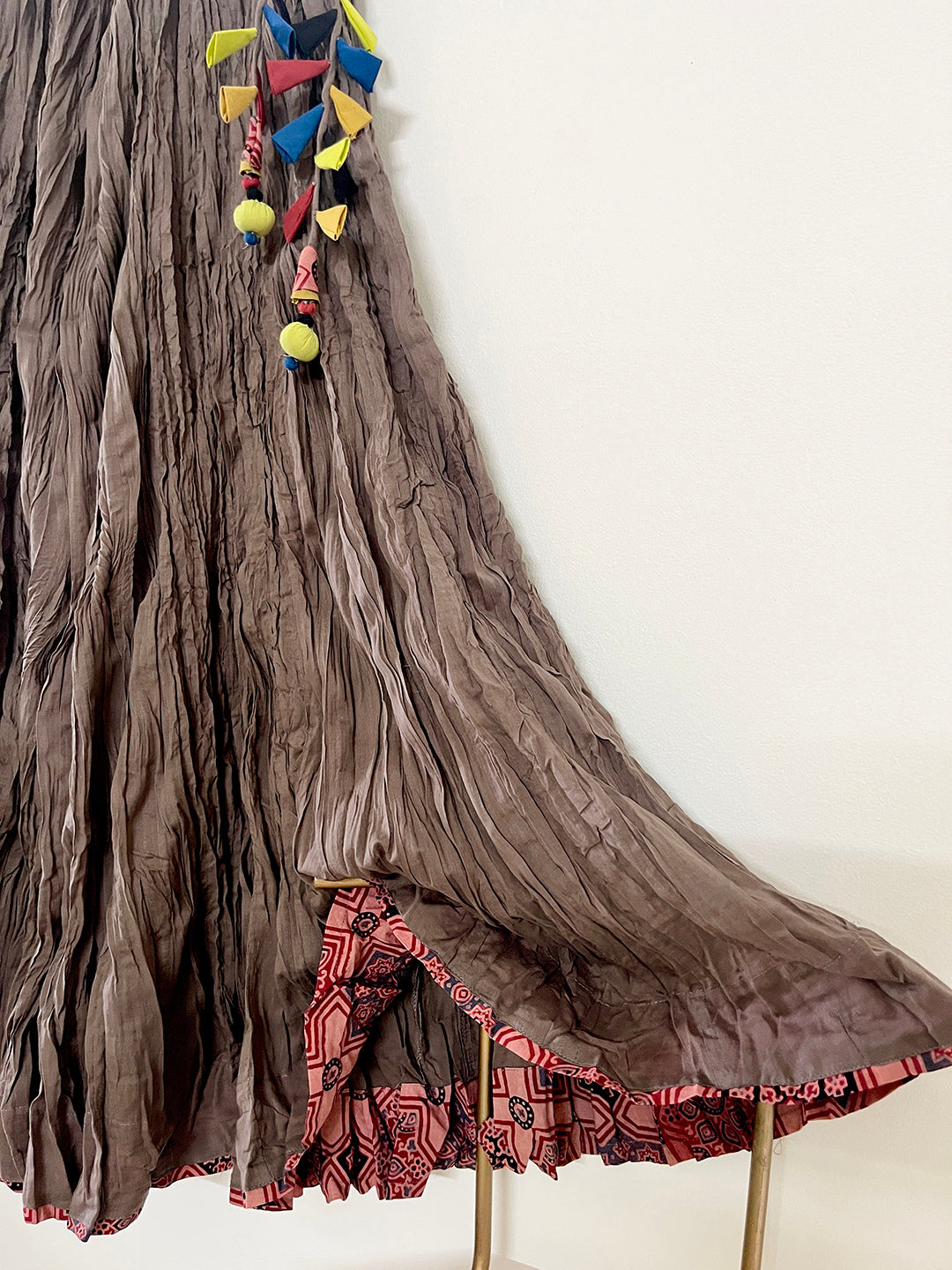 COTTON FLARED LONG SKIRT- SHADOW