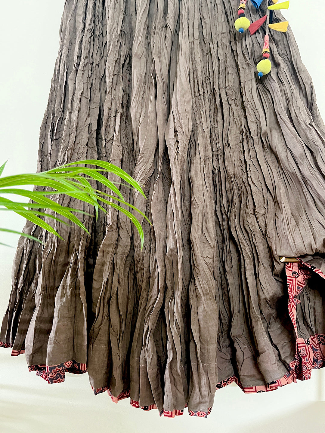 COTTON FLARED LONG SKIRT- SHADOW