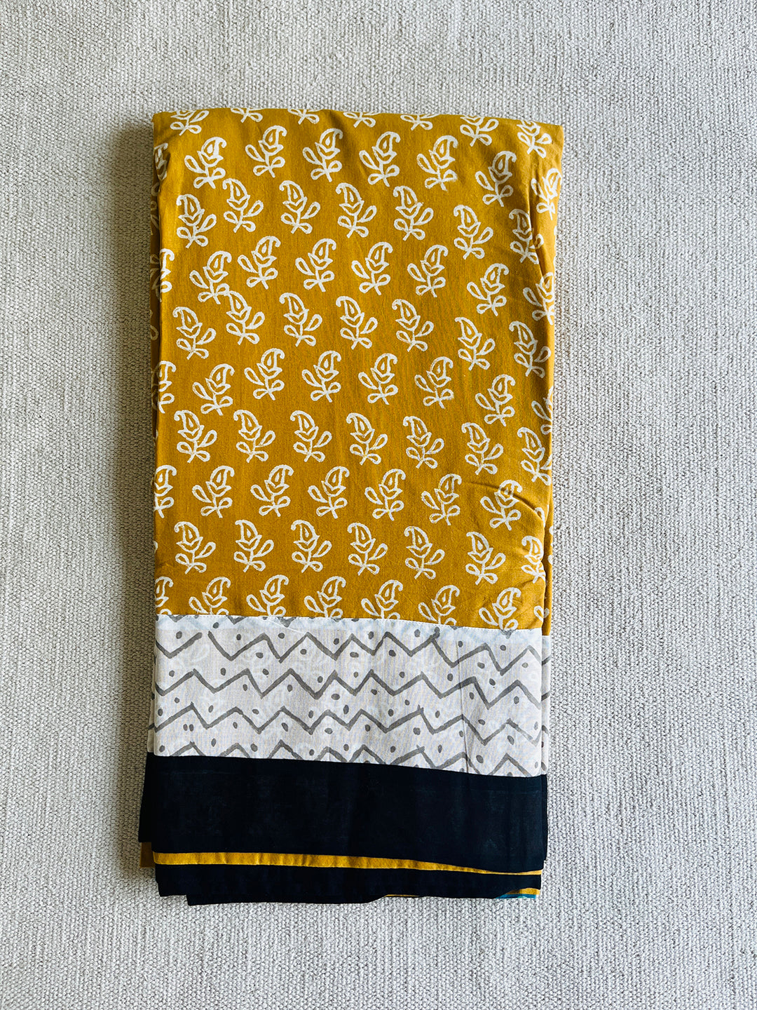 PRINT-MIX YELLOW MULMUL SAREE
