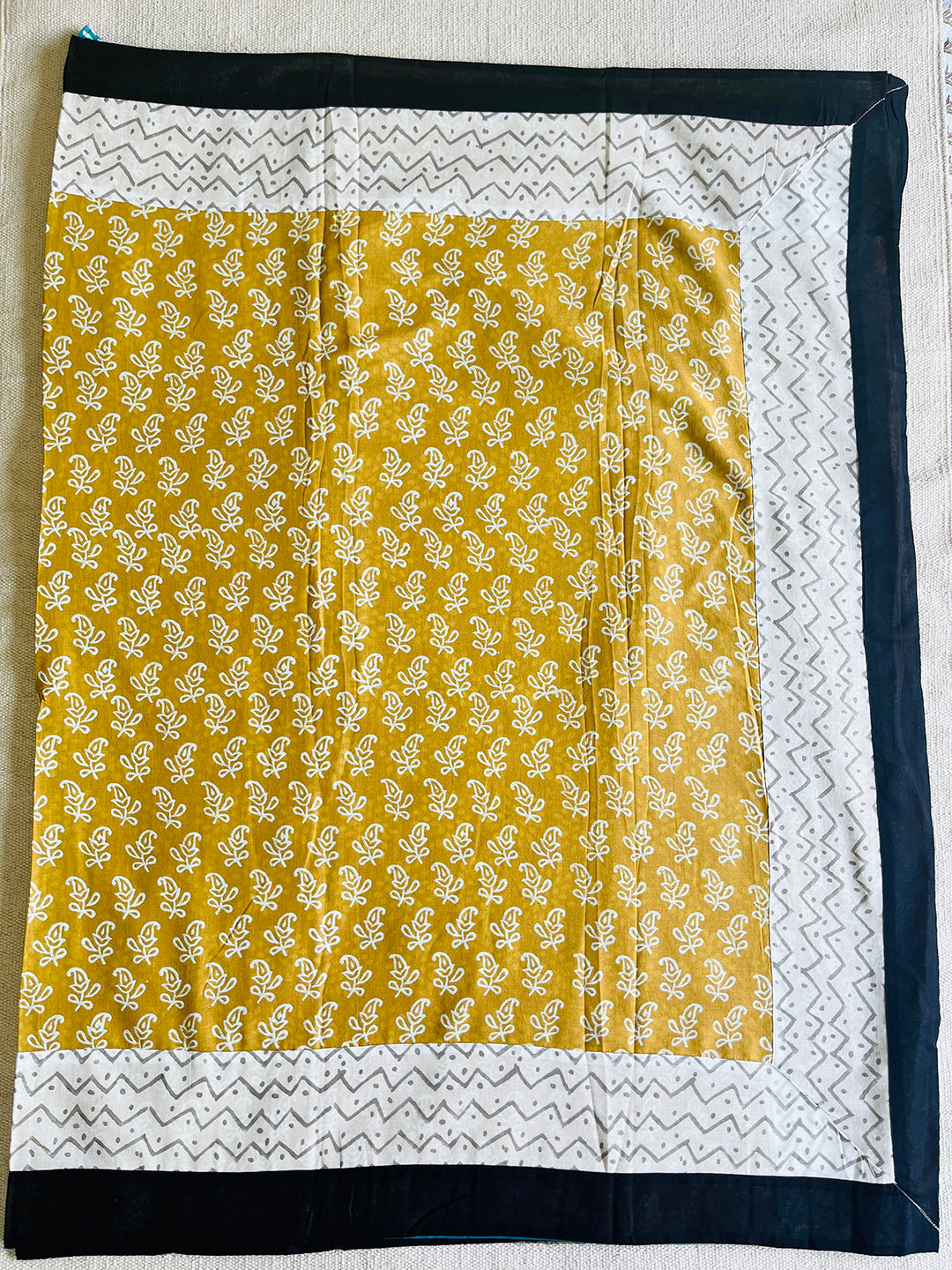 PRINT-MIX YELLOW MULMUL SAREE