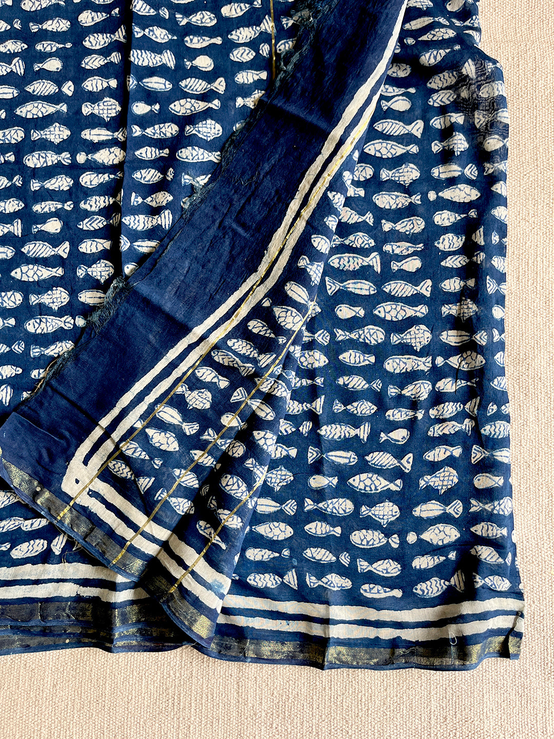"LET'S GO FISHING" CHANDERI SILK DUPATTA