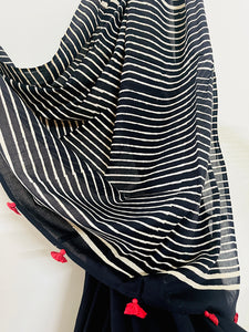 "NAZAR NA LAGE" BLACK MULMUL SAREE