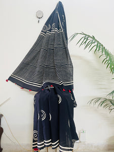 "NAZAR NA LAGE" BLACK MULMUL SAREE