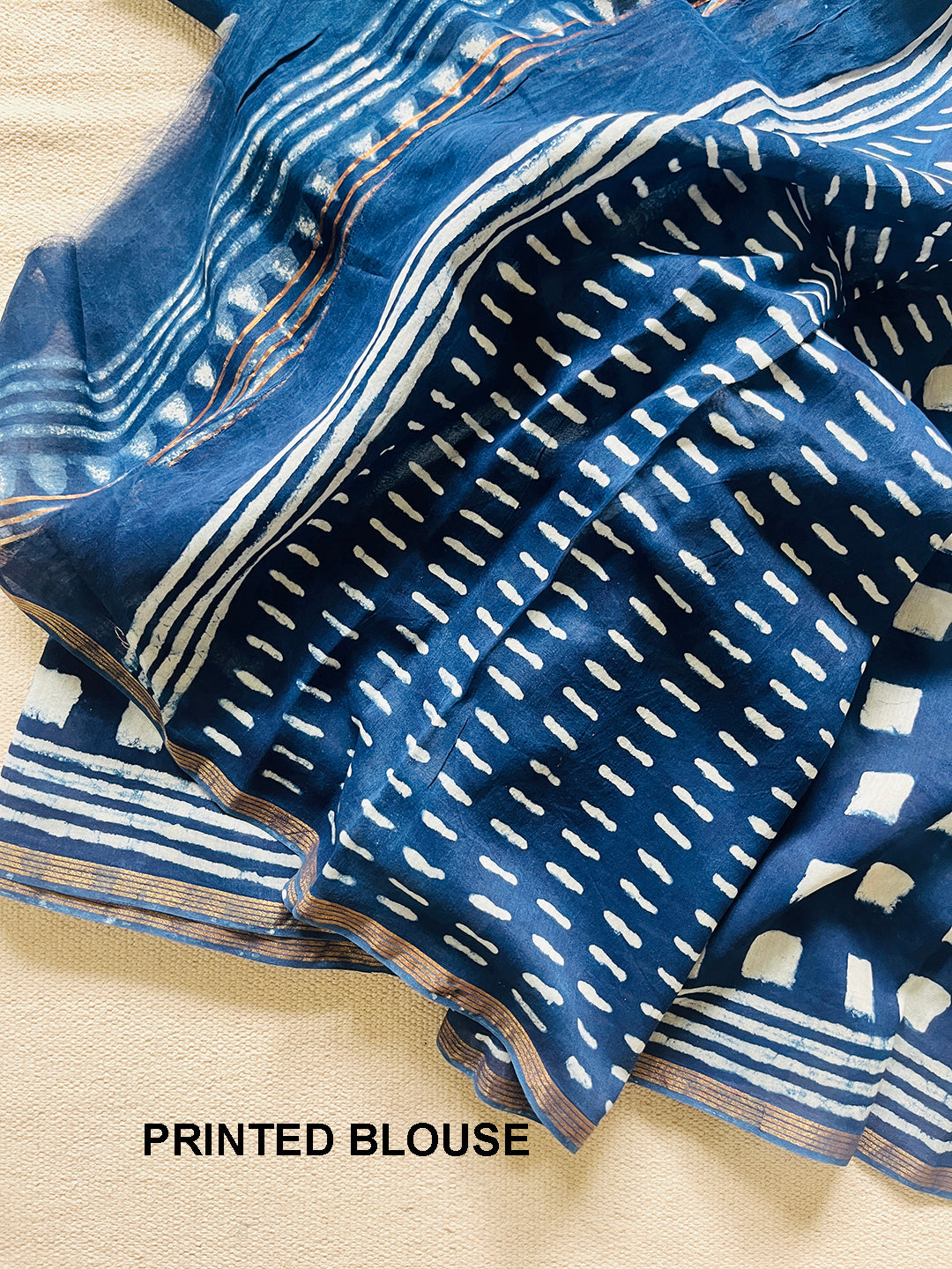 NEGATIVE-POSITVE INDIGO CHANDERI SILK SAREE