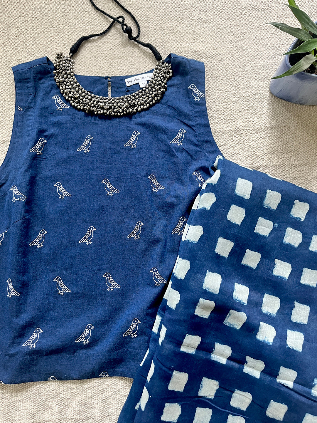 NEGATIVE-POSITVE INDIGO CHANDERI SILK SAREE