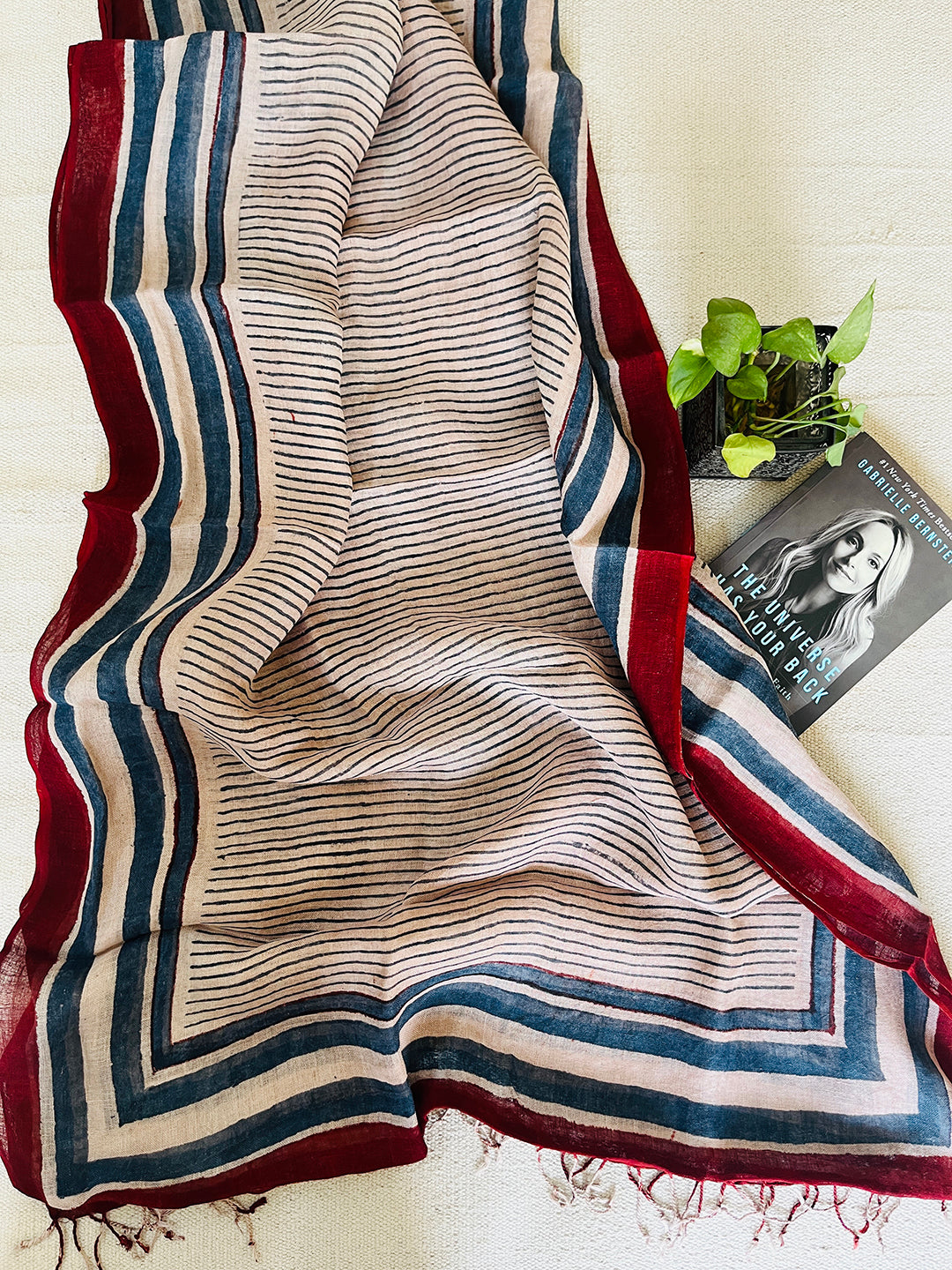 "NOT YOUR USUAL STRIPES" LINEN DUPATTA