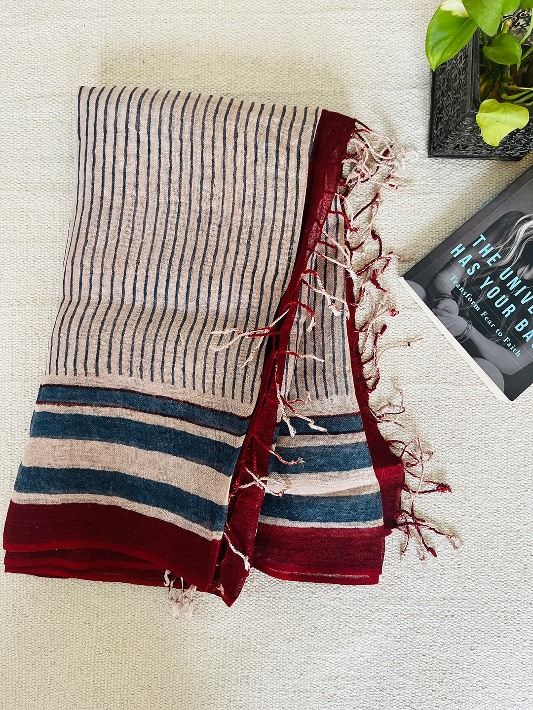 "NOT YOUR USUAL STRIPES" LINEN DUPATTA