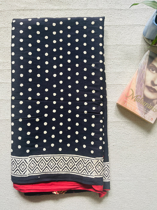 "POLKAS FOREVER" TASSELED MULMUL SAREE BLACK