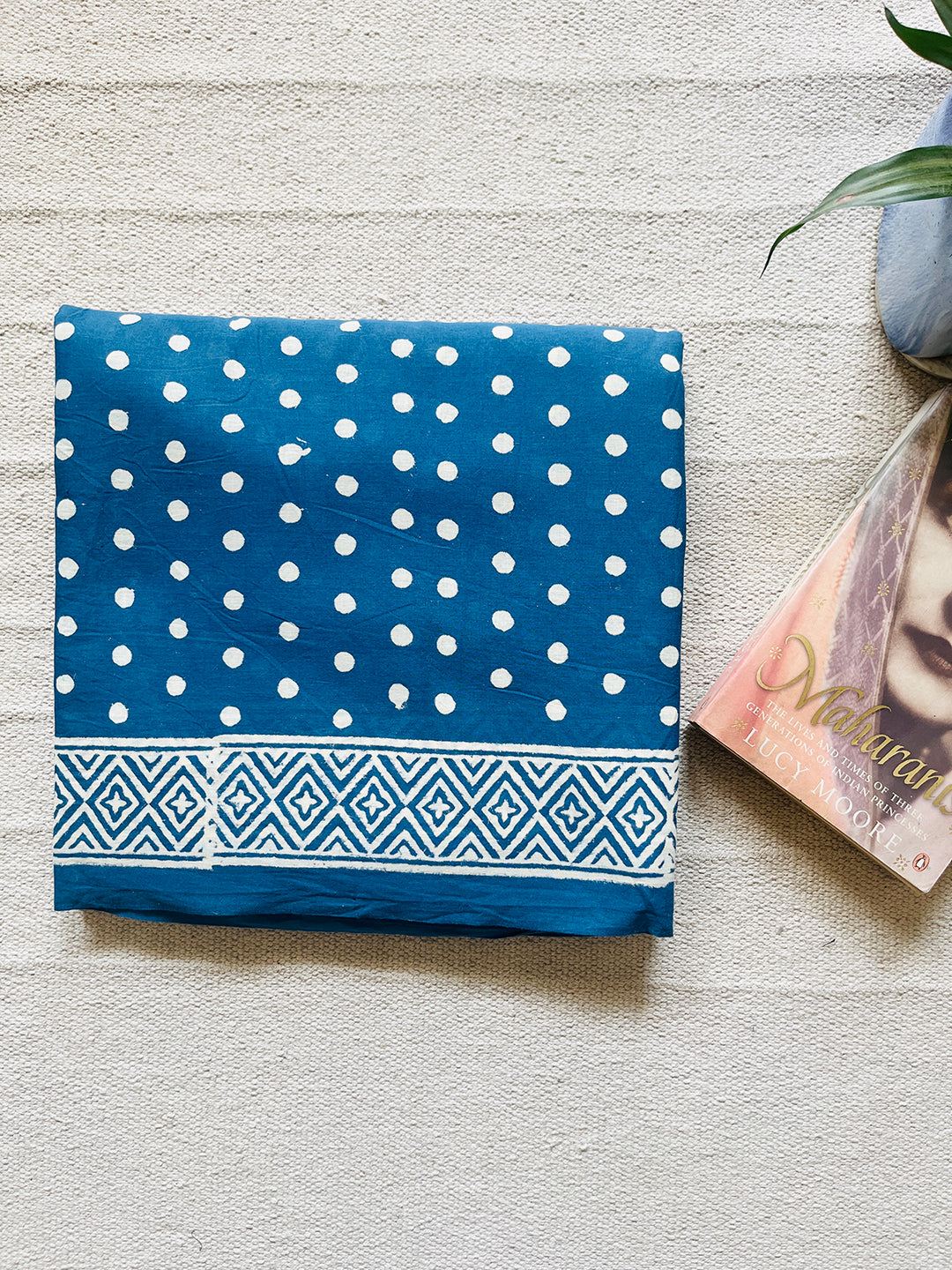 "POLKAS FOREVER" TASSELED MULMUL SAREE BLUE