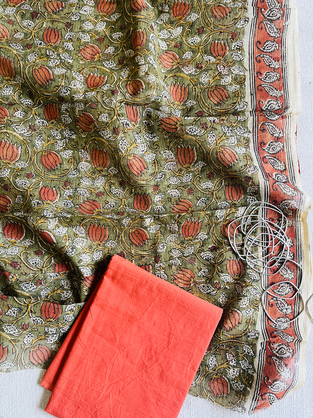 "KALAMKARI" MEHENDI KOTA DORIA UNSTITCHED SUIT