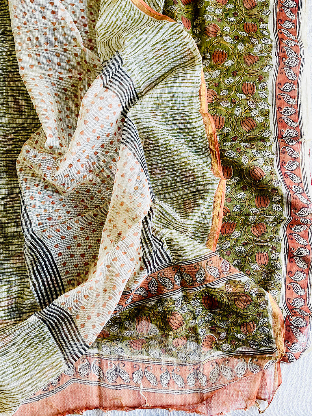 "KALAMKARI" MEHENDI KOTA DORIA UNSTITCHED SUIT