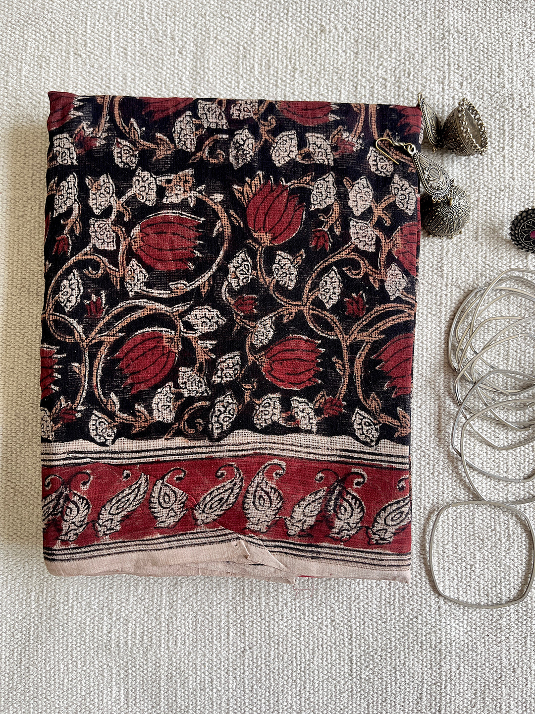 "KALAMKARI" BLACK KOTA DORIA UNSTITCHED SUIT
