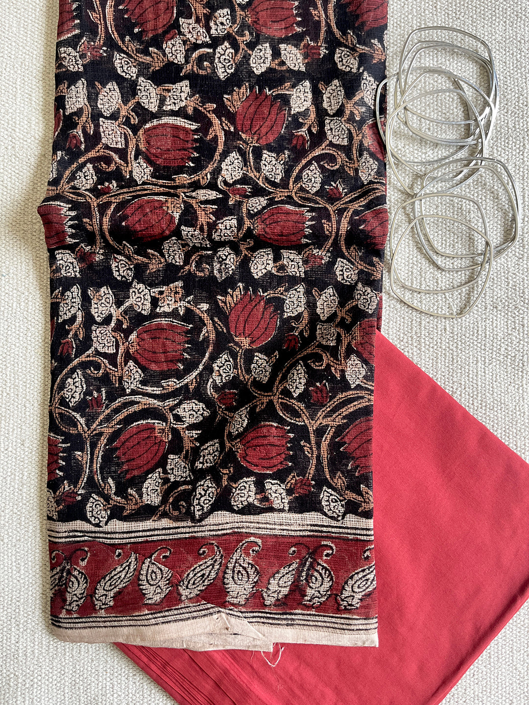 "KALAMKARI" BLACK KOTA DORIA UNSTITCHED SUIT