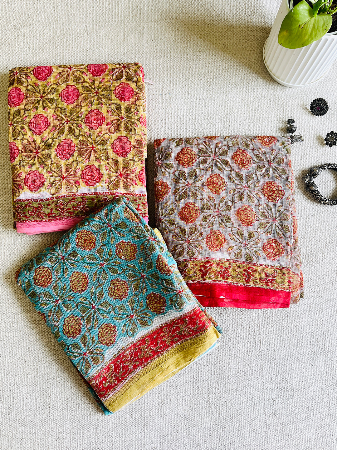 "FLORAL INLAY" GRAY KOTA DORIA UNSTITCHED SUIT