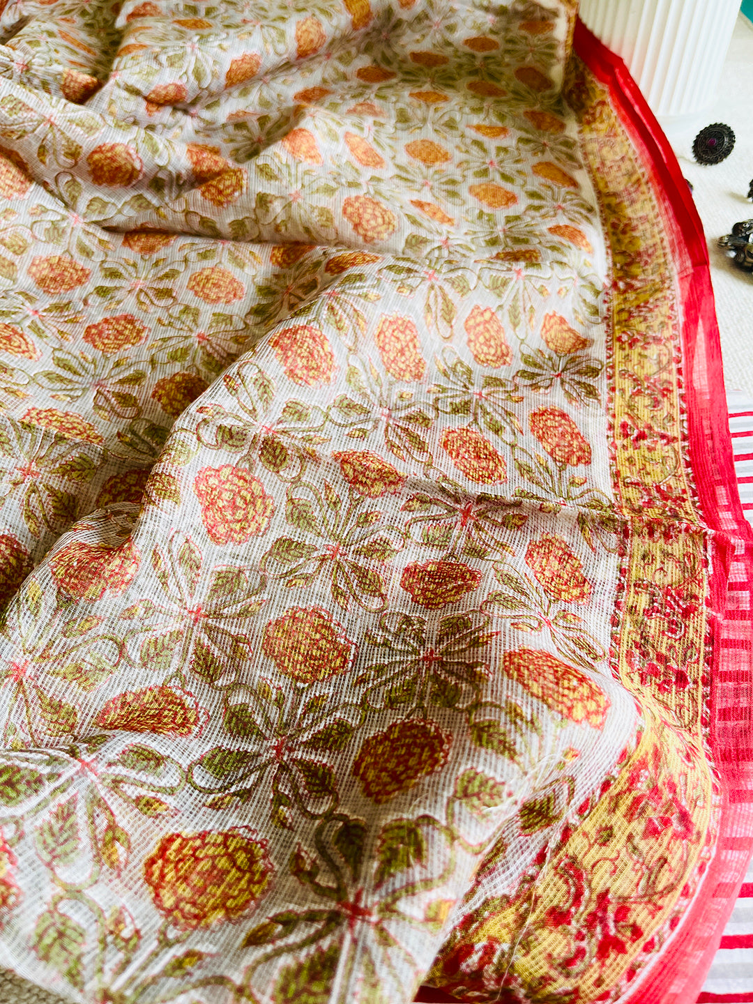 "FLORAL INLAY" GRAY KOTA DORIA UNSTITCHED SUIT