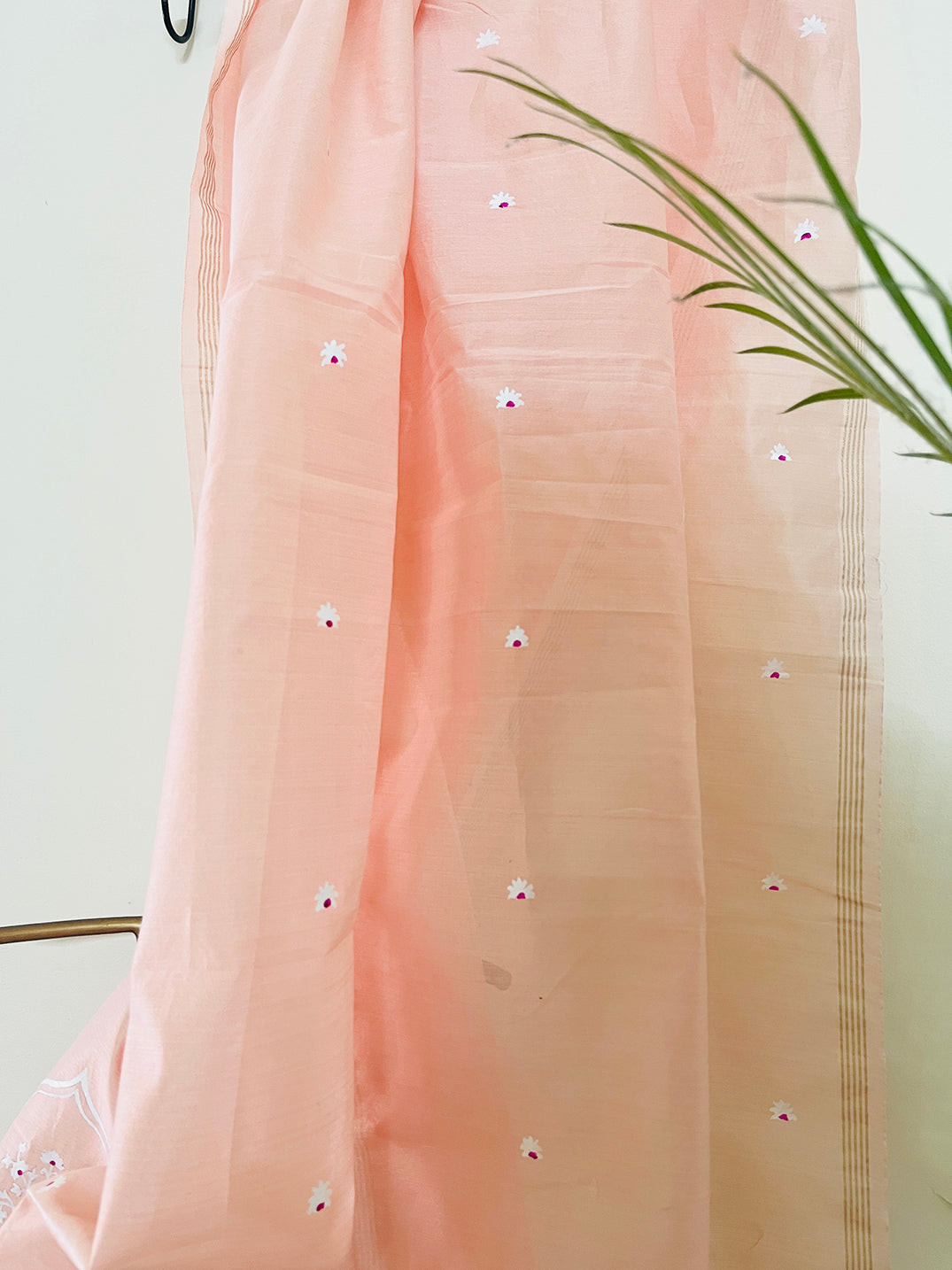 EXCLUSIVE- HAND PAINTED MUGHAL FLORAL CHANDERI SILK DUPATTA