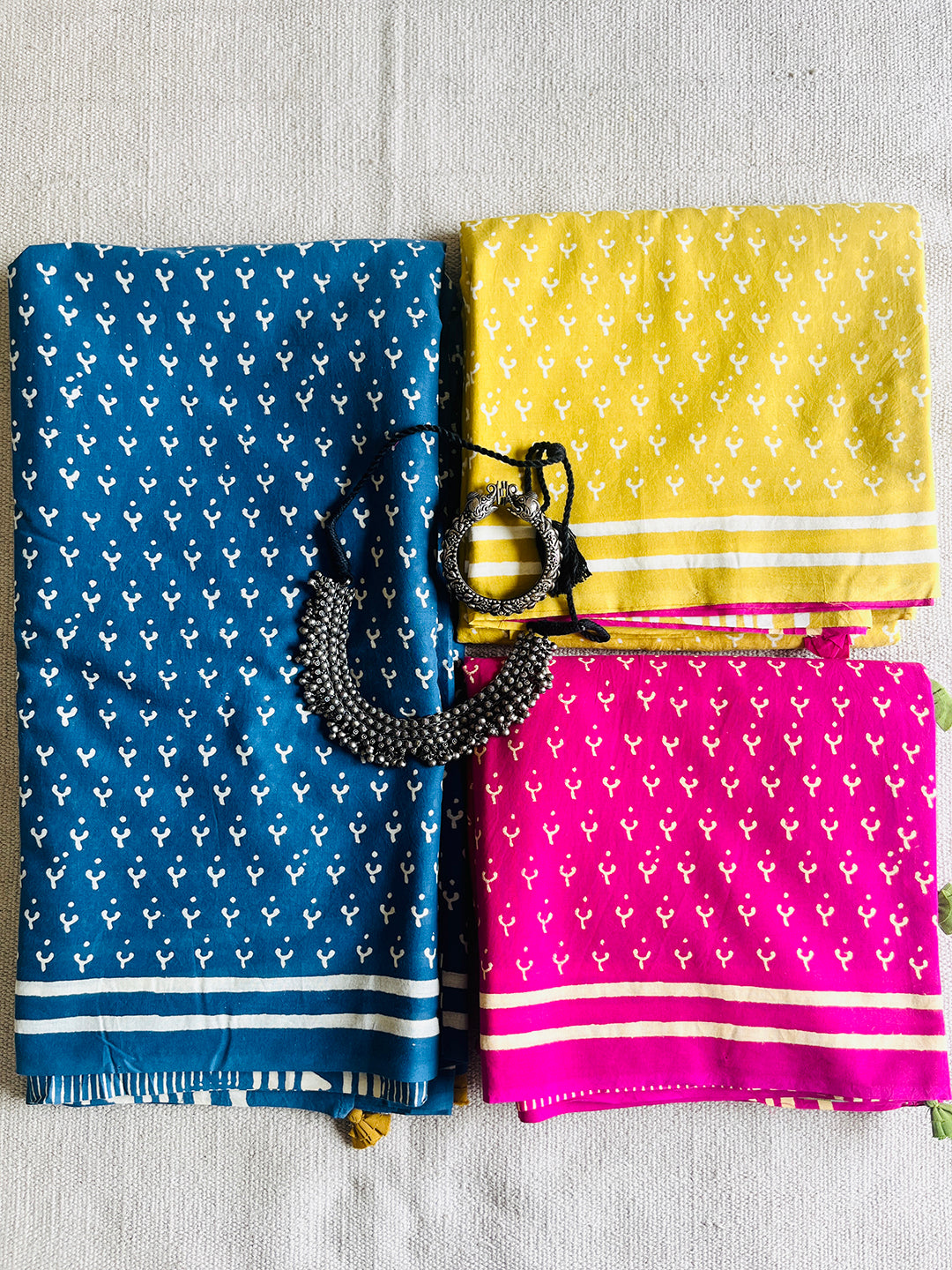 "THE MAGIC IS IN YOU"-BLOCK PRINTED COTTON MULMUL SAREE (YELLOW)