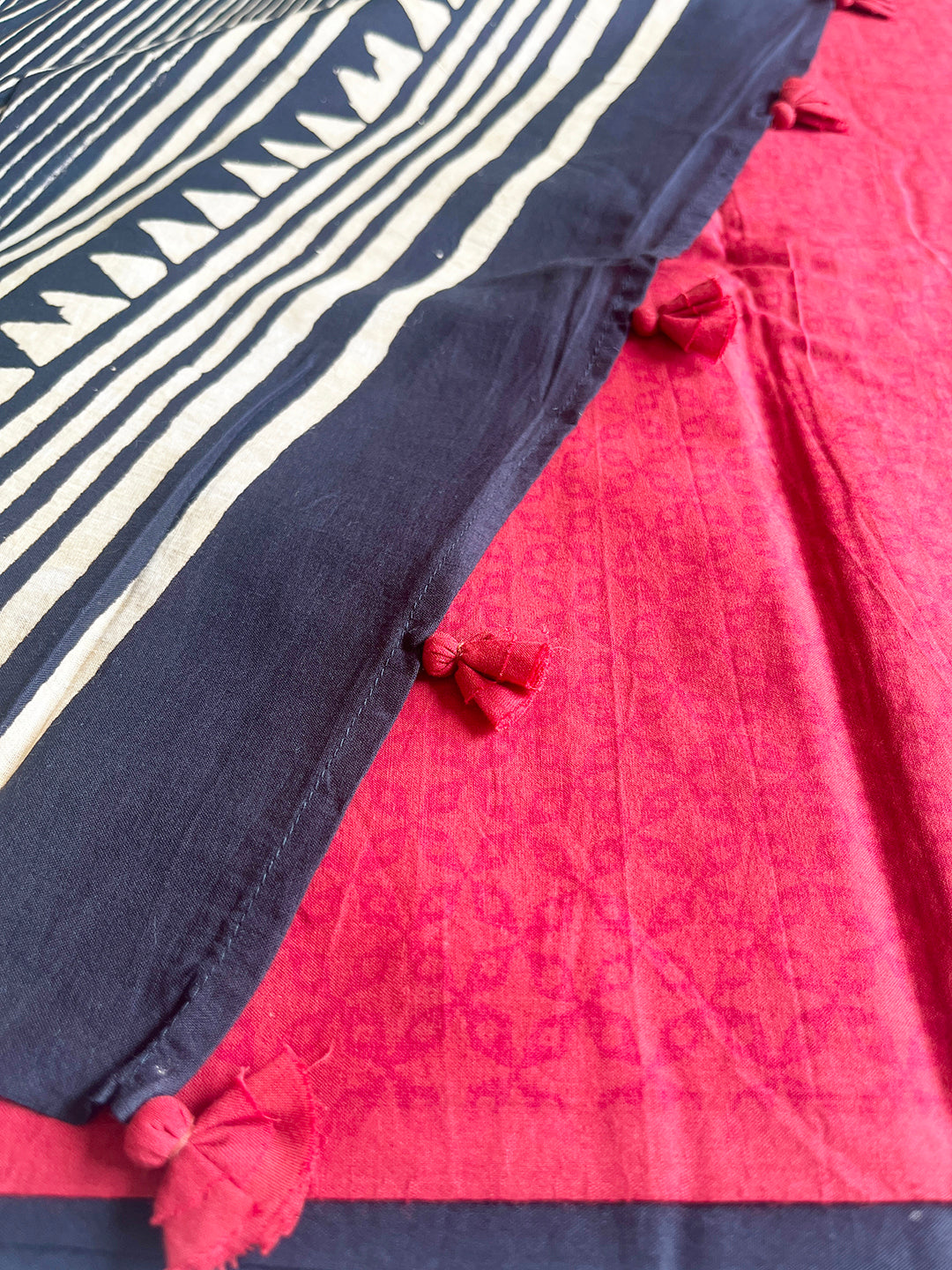 "THE MAGIC IS IN YOU"-BLOCK PRINTED COTTON MULMUL SAREE (BLACK)